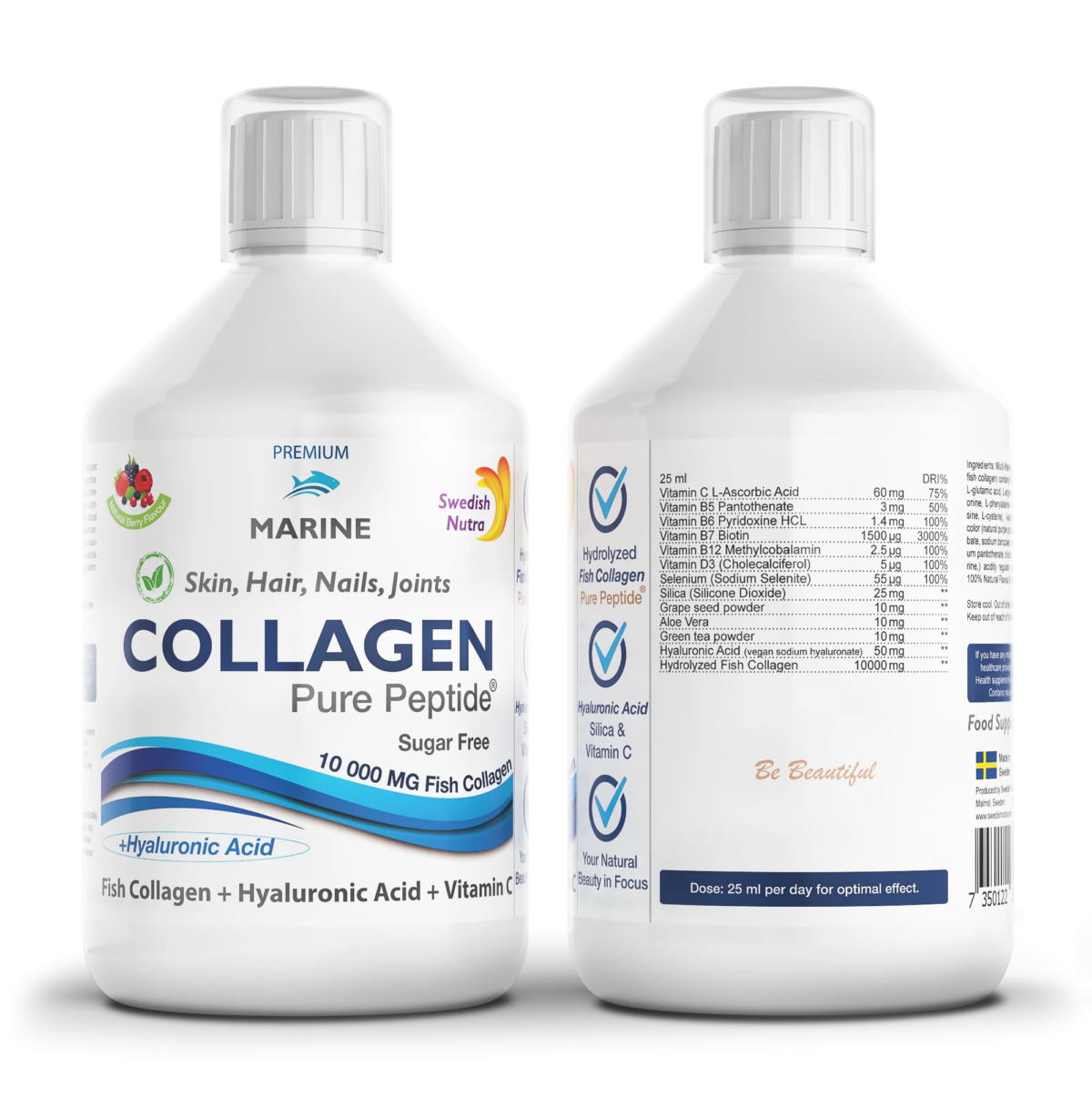 Collagen Pure Peptide 10000 - hidrolizirani riblji kolagen za kožu, kosu i nokte - Swedish Nutra